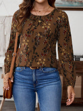 EMERY ROSE Women Floral Print Round Neck Casual Long Sleeve Blouse